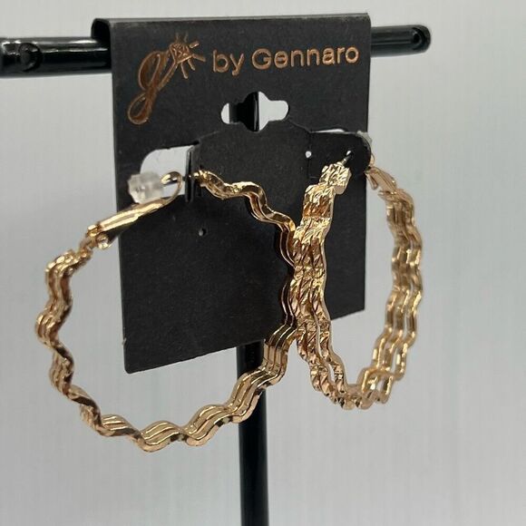 G by Gennaro GOld Triple Strand Wavey Hoop Earrings $16ea / 3 for $25 - Picture 1 of 5